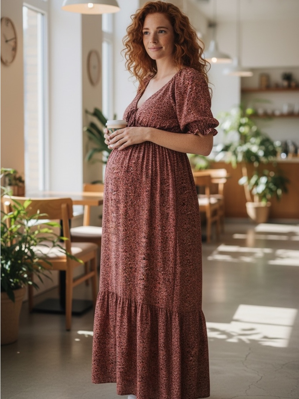 PinkBlush Maternity Dusty Rose Floral Maxi Dress